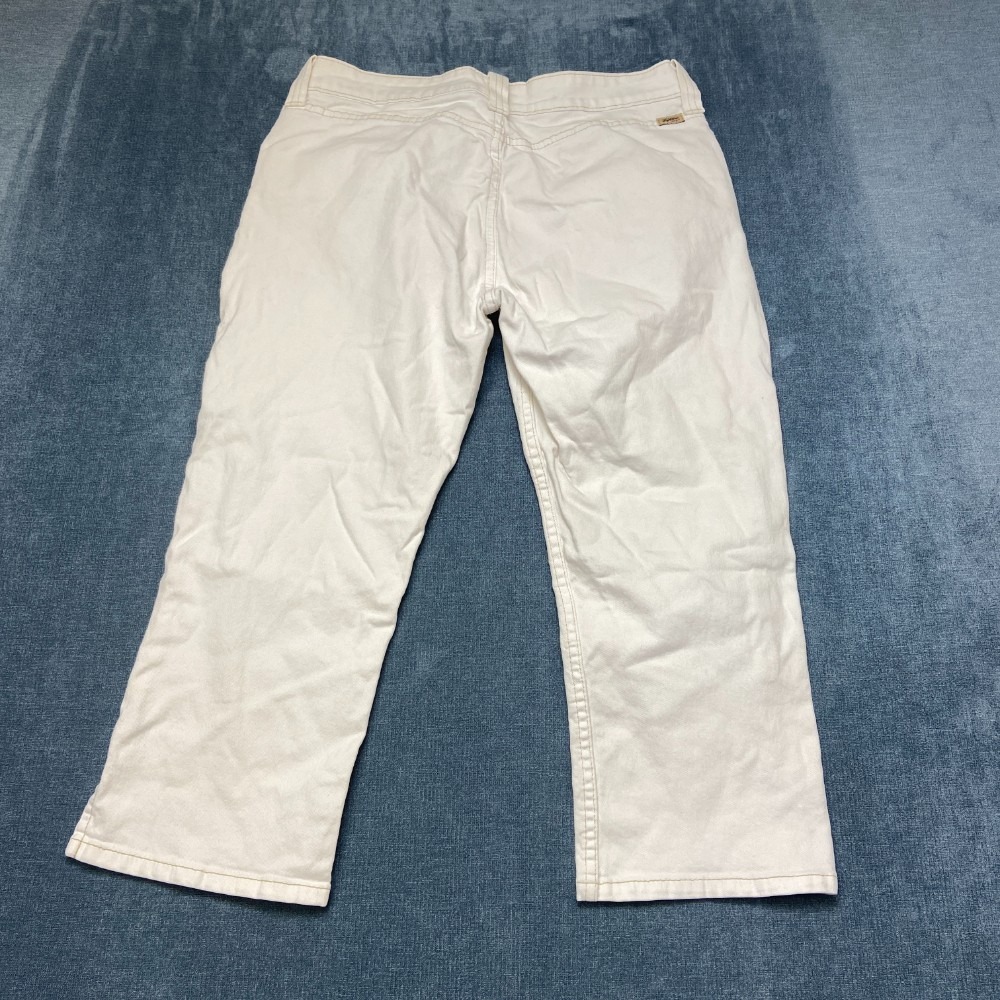Levi Strauss Signature Jeans Womens 12 White Denim Cotton Stretch Split Hem Cozy
